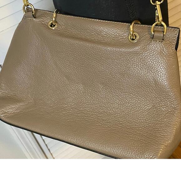 Vera Pelle Italy Taupe Leather Crossbody‎ Handbag Bamboo top handle classic - Picture 10 of 10